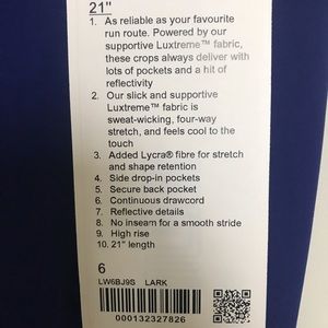 Lululemon swift speed 21” leggings size 6